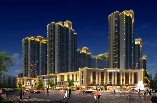 现代高档公寓、小区夜景亮化照明设计大全